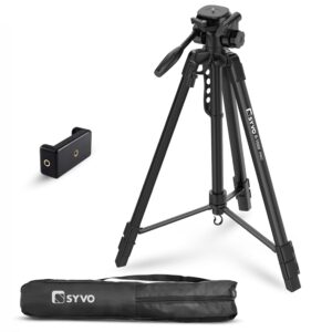 Syvo S -1000 PRO 67 Inch (170 cm) Tripod for DSLR, Camera, Operating Height: 5.57 Feet, Maximum Load Capacity up to 5 kg, Portable Lightweight Aluminum Tripod, 360 Degree Ball Head, Carry Bag (Black)