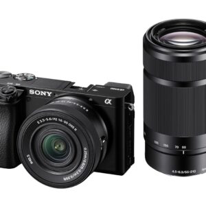 Sony New Alpha ILCE-6100X (Previously ILCE-6100Y) with Upgraded SELP1650 (Ver 2) Power Zoom Lens + SEL55210 Lens | 24.2 MP | APS-C Sensor | Fast Auto Focus | Tiltable LCD – Black