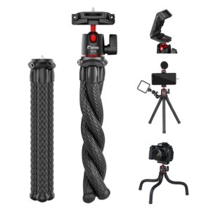 Syvo S-11 Flexible Gorilla Tripod Stand for Phone & Camera with Phone Holder, Cold Shoe Mount & 1/4 Screw | Mobile Tripod, Selfie Stick Tripod, Vlogging Tripod Stand for Phone